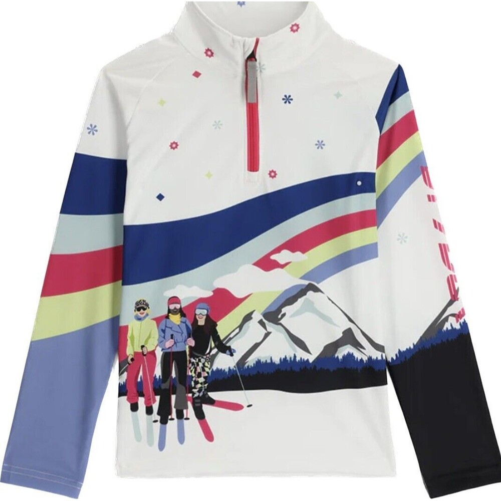 Spyder Girls Surface Half Zip White Baselayer T-Shirt Winter Snow Sz M & L